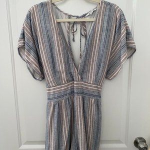American Eagle Striped Romper with Pockets